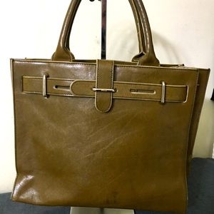 Furla olive green leather handbag w/ dust bag